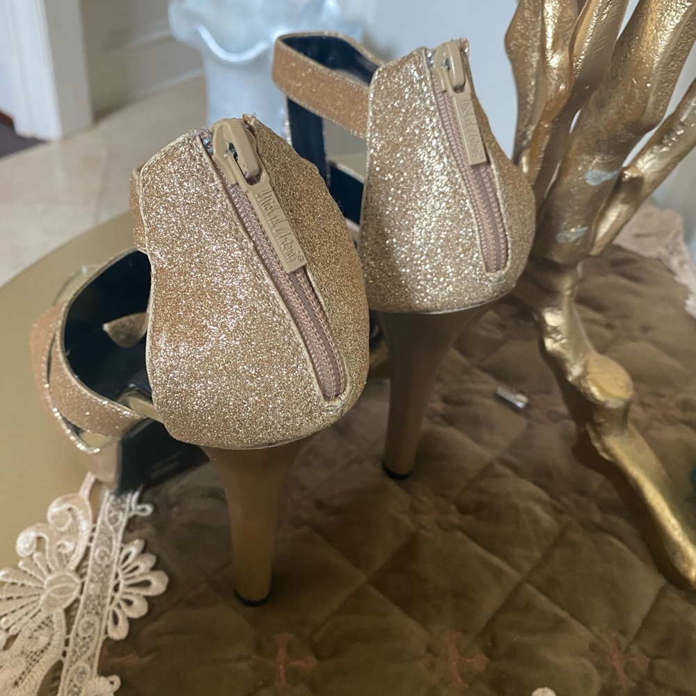 Gold Shiny Michael Antonio Heels Size 6.5